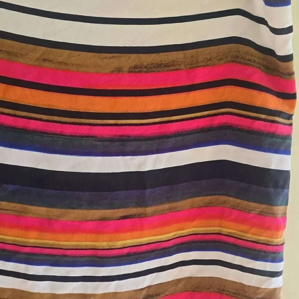 Trina Turk Multicolor Stripe Sandwashed Silk Crêpe Square Scarf, NWOT